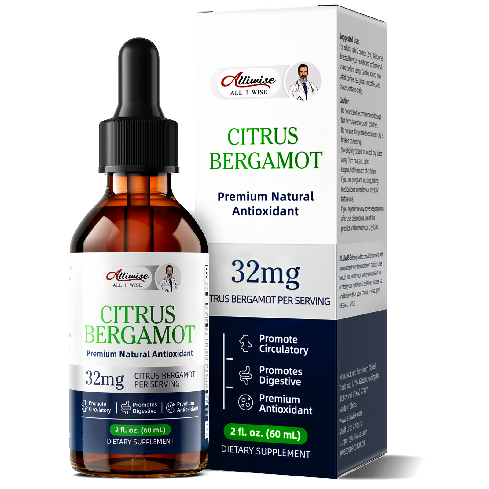 Health Wellness And - Gotas de Extracto de Bergamota Alliwise