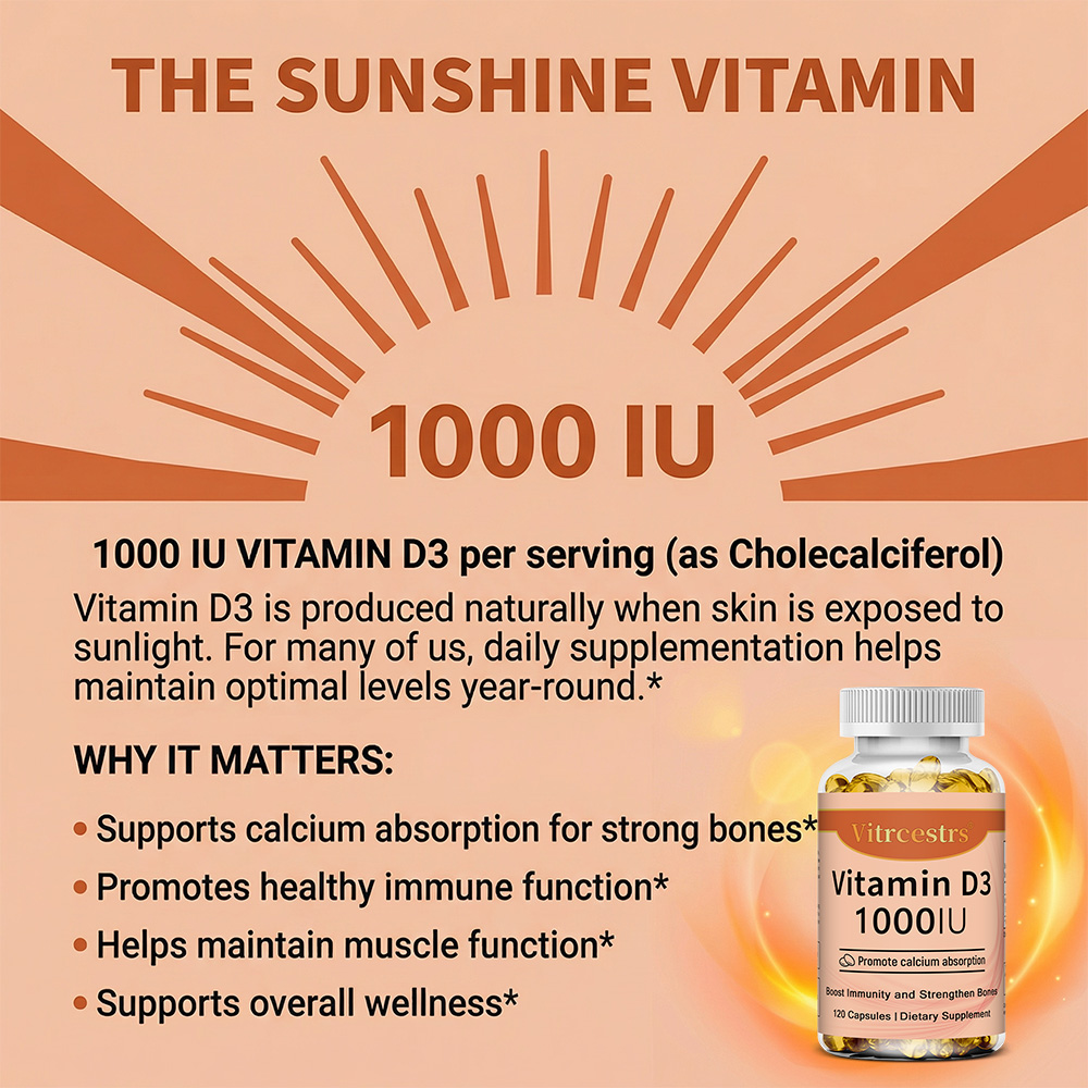Cápsulas de Vitamina D3 1000 U - Health Wellness And reseña y precio