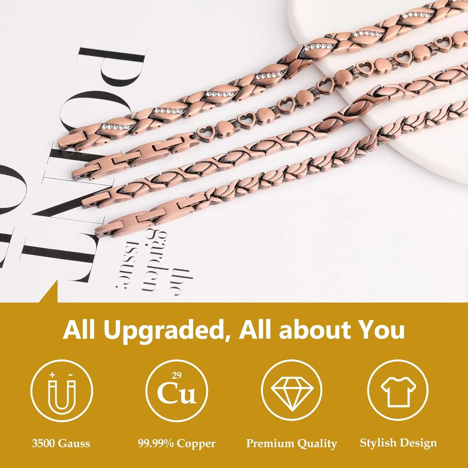 ARADOO Pulsera magnética de co - Health Wellness Bracelet reseña y precio